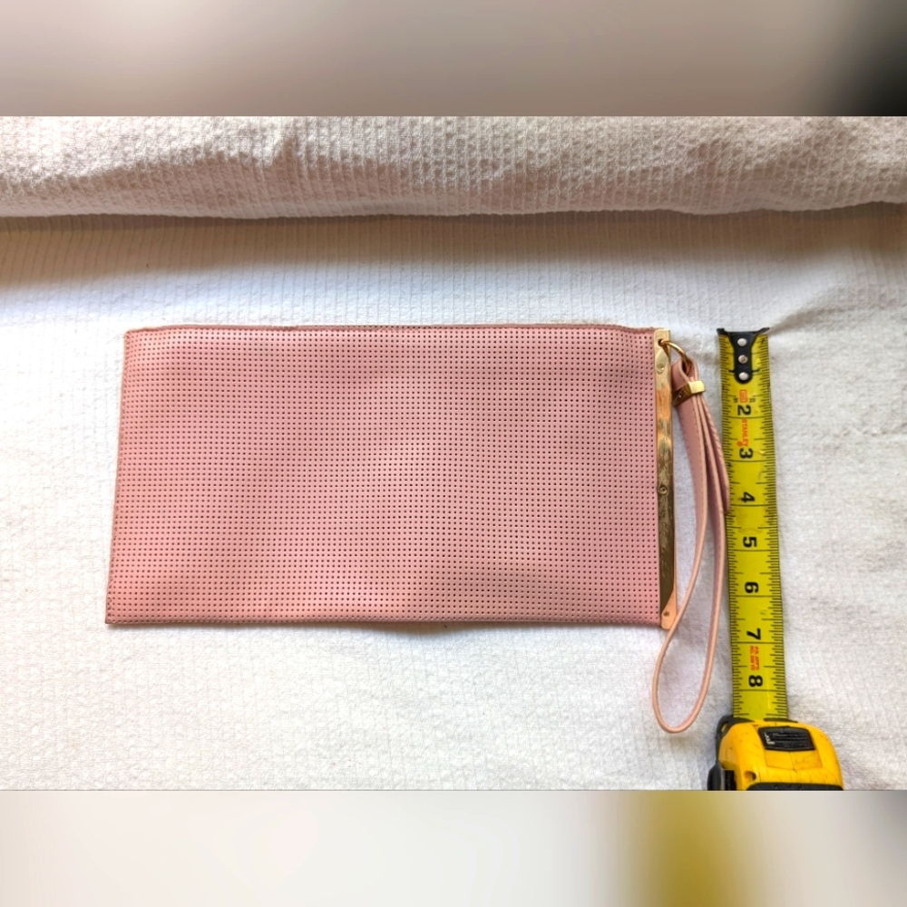 Pink Perforated Envelope Clutch New